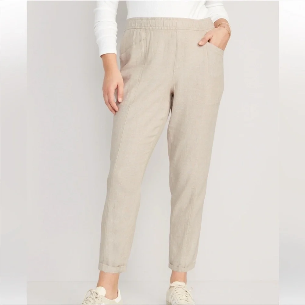 OLD NAVY High-Waisted Cropped Linen-Blend‎ Pants